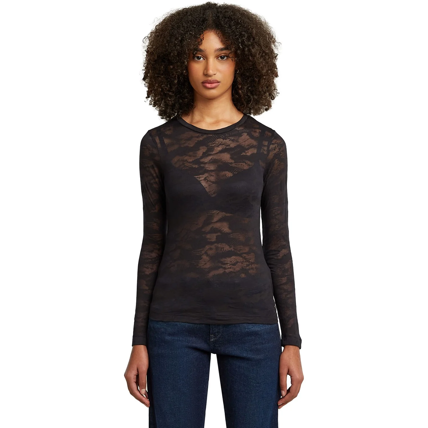G-Star Raw - Womens Fine Lace All-Over Print Slim Long Sleeve T-Shirt - Image 3
