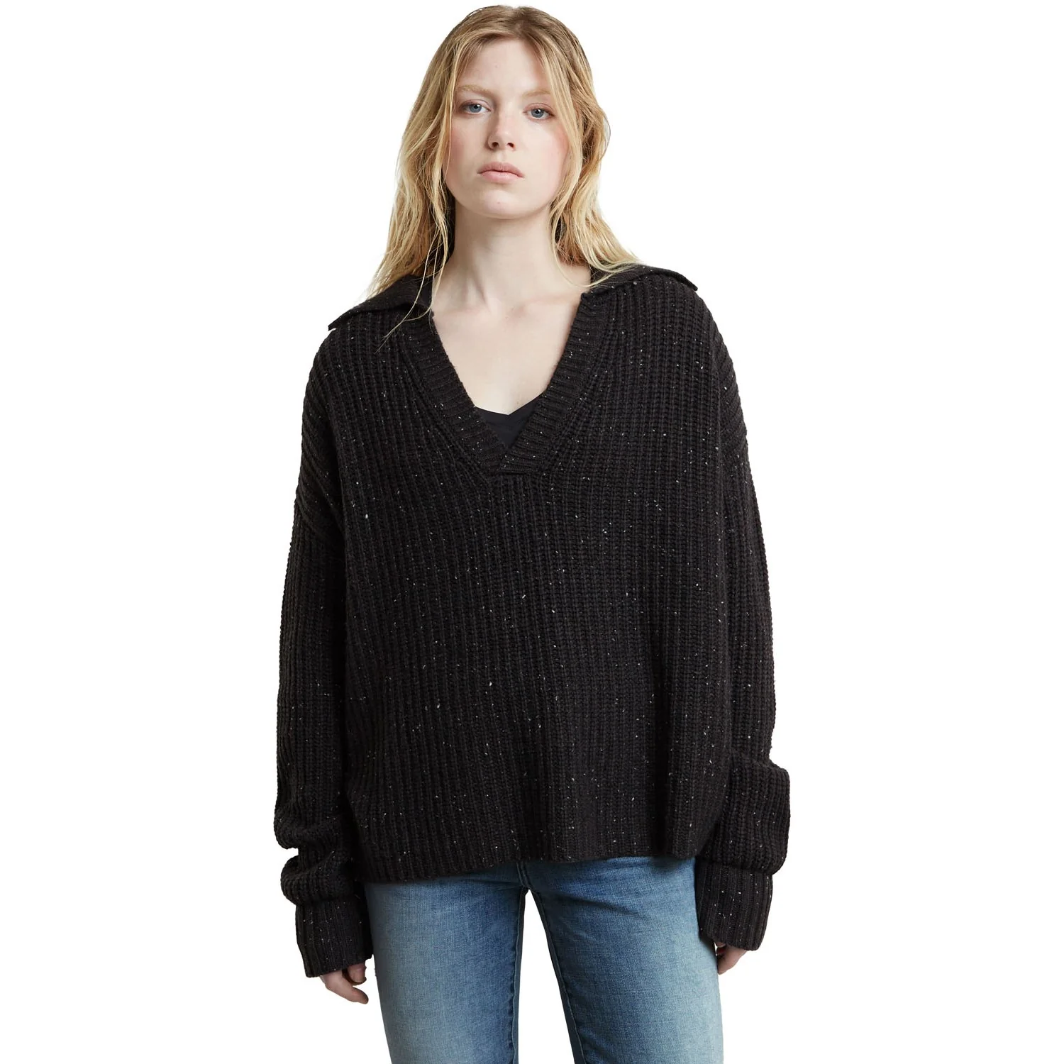 G-Star Raw - Womens Heavy Knitted Loose Polo Sweater - Image 3