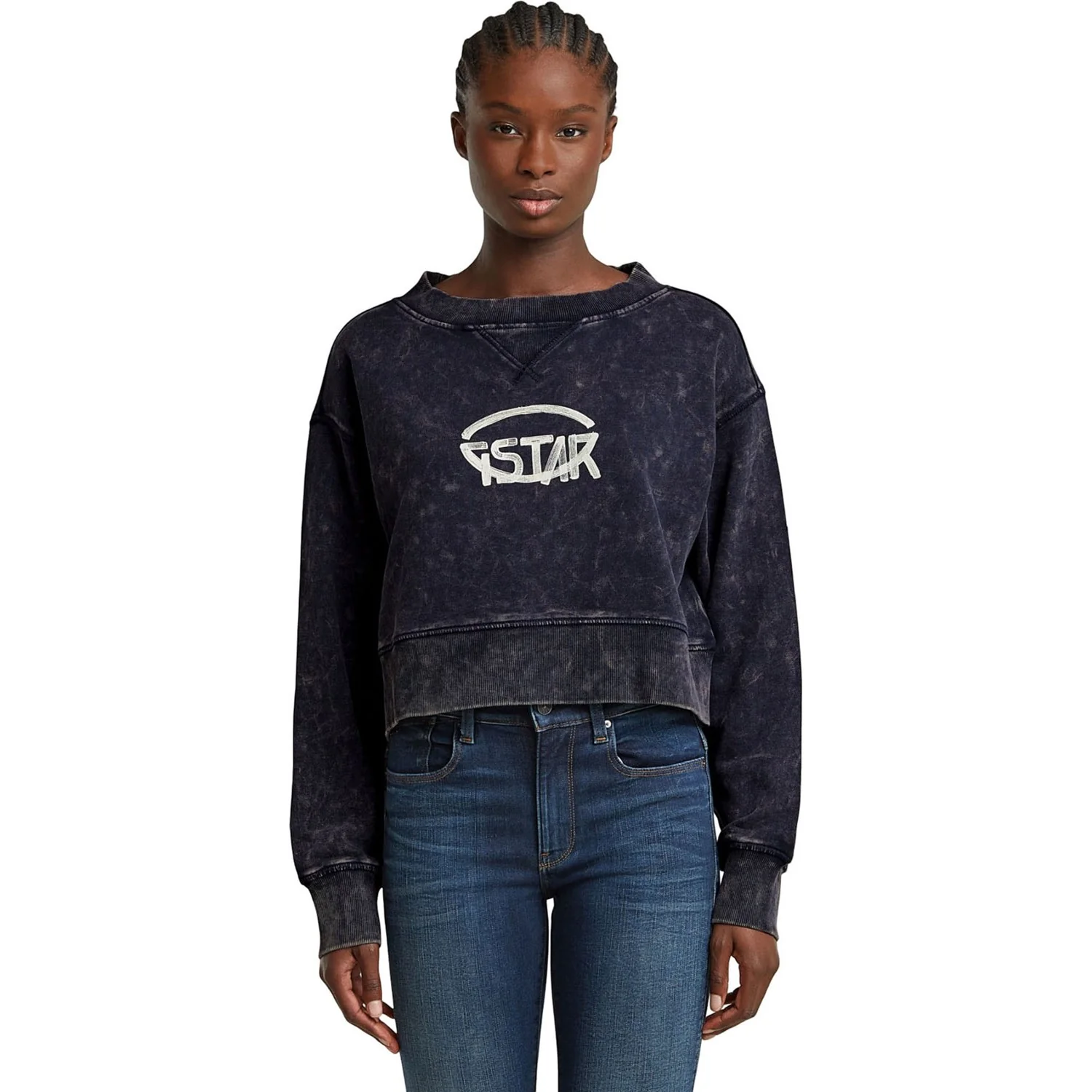 G-Star Raw - Womens Overdyed Cropped Logo Loose Regular Sweater - Image 3