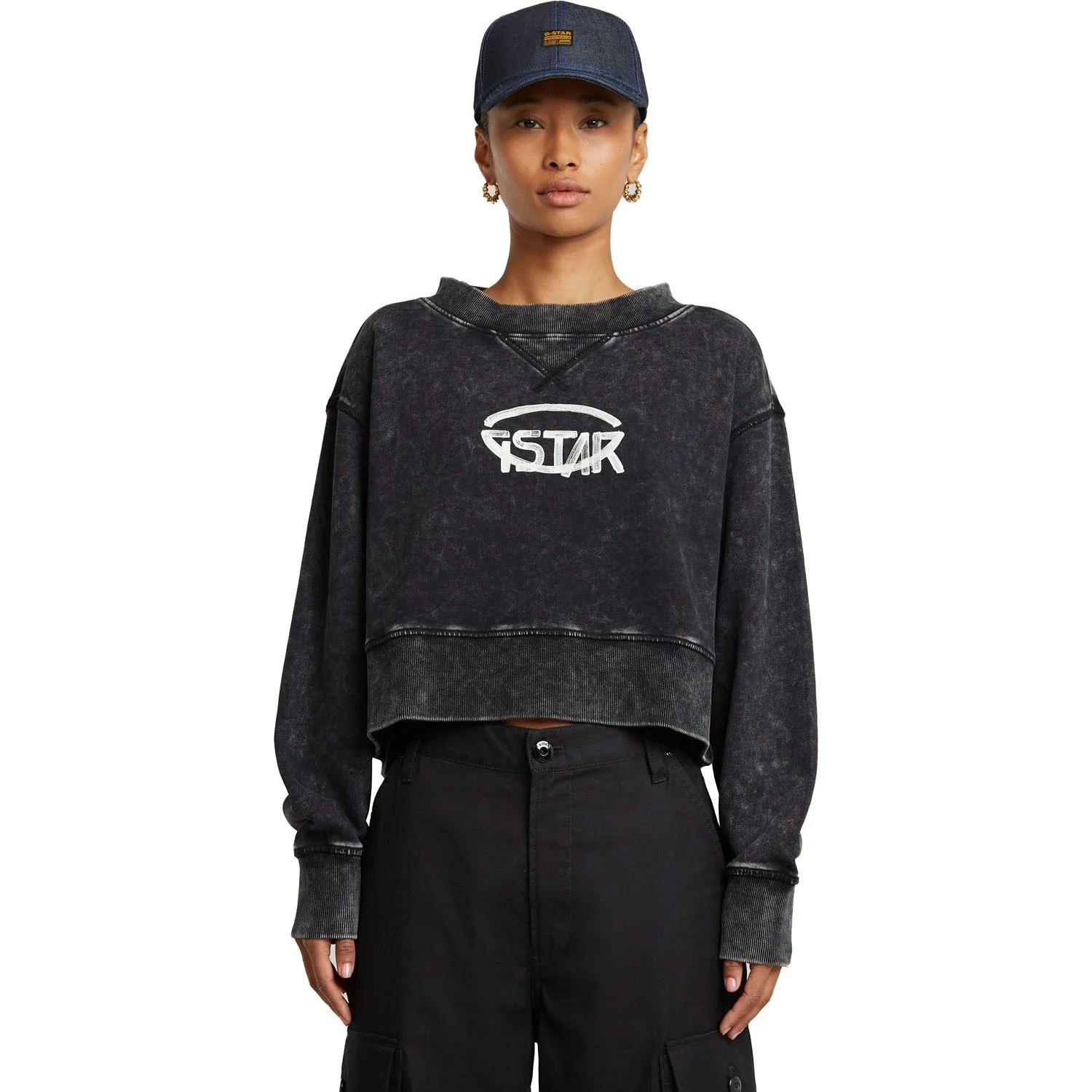 G-Star Raw - Womens Overdyed Cropped Logo Loose Regular Sweater - Image 6