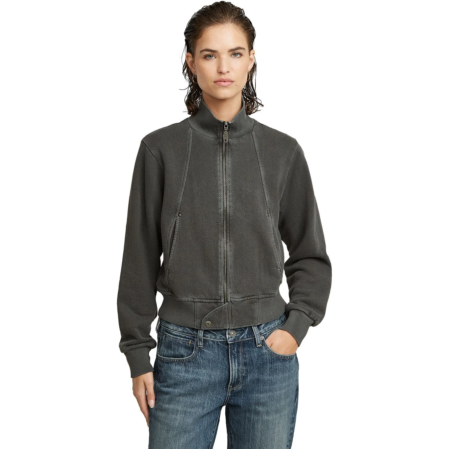 G-Star Raw - Womens Overdyed Slim Track Sweater Jacket - Image 3