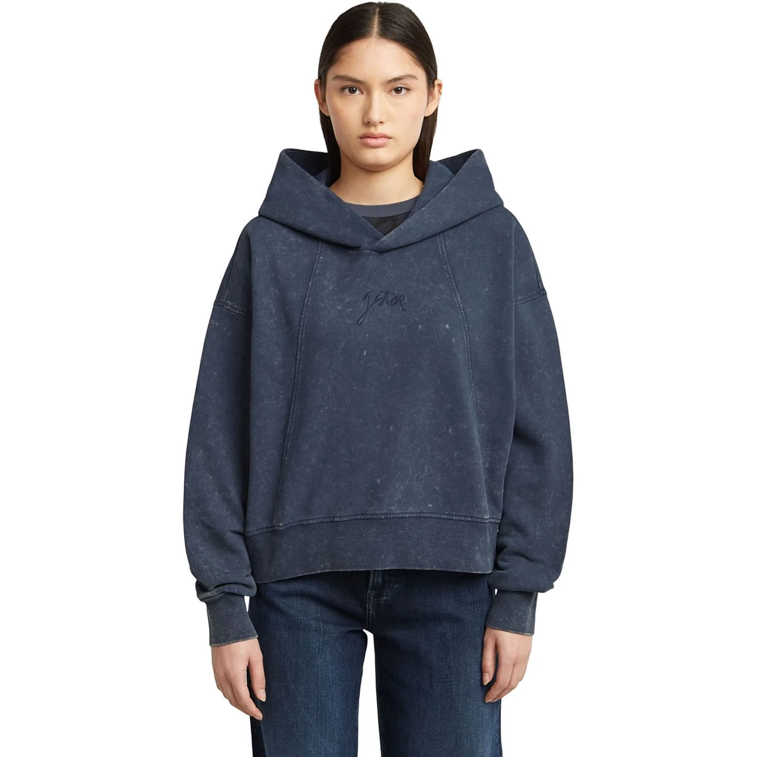 G-Star - Womens Washed A Line Script Hooded Sweater - Image 5